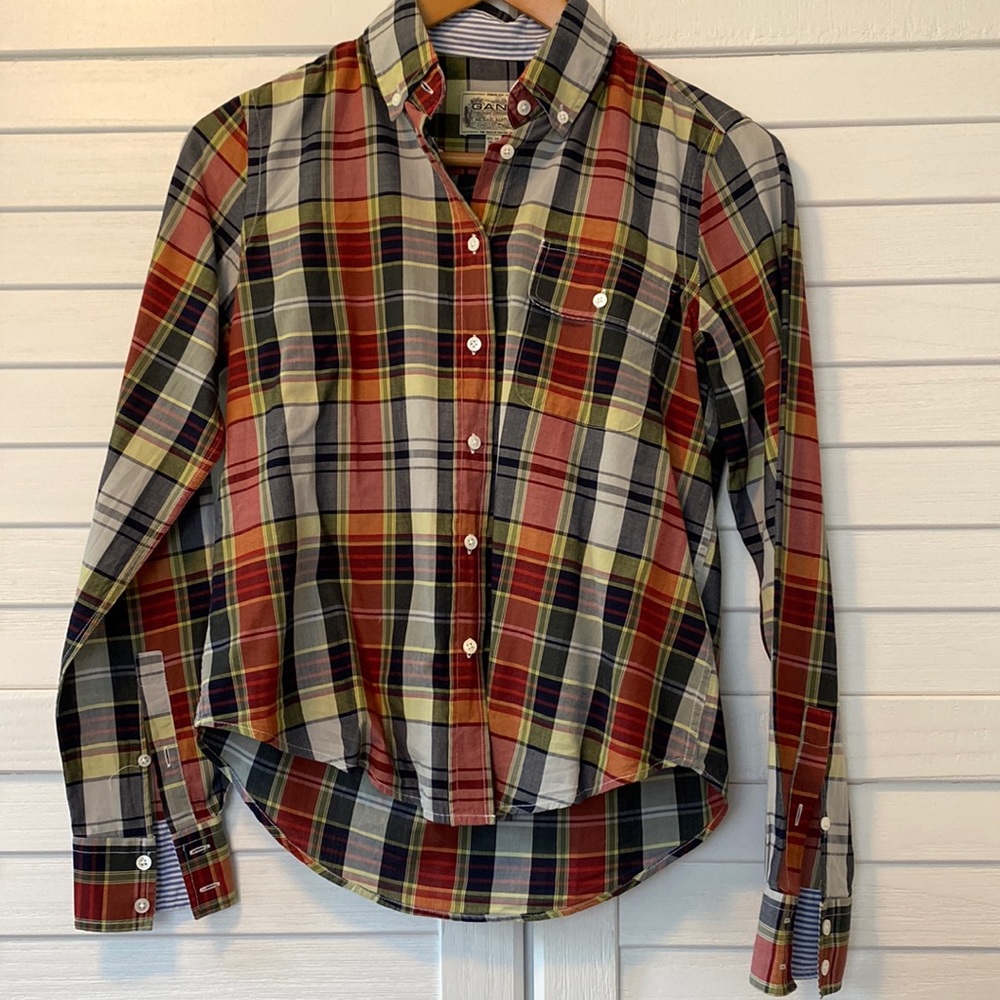 GANT, ladies plaid button down blouse